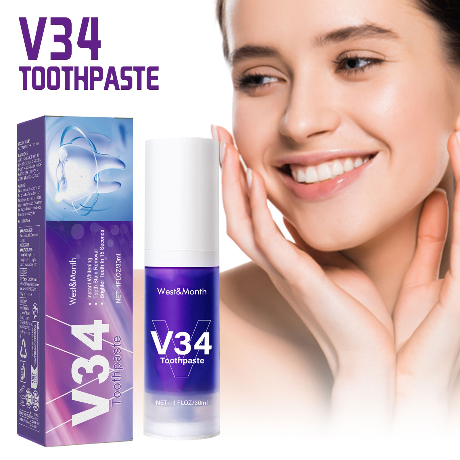 V34 Mor Diş Macunu Temizleme K - Teeth Whitening Crest incelemesi ve fiyatı